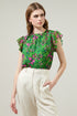 Sugarplum Floral Beya Chiffon Cap Sleeve Top